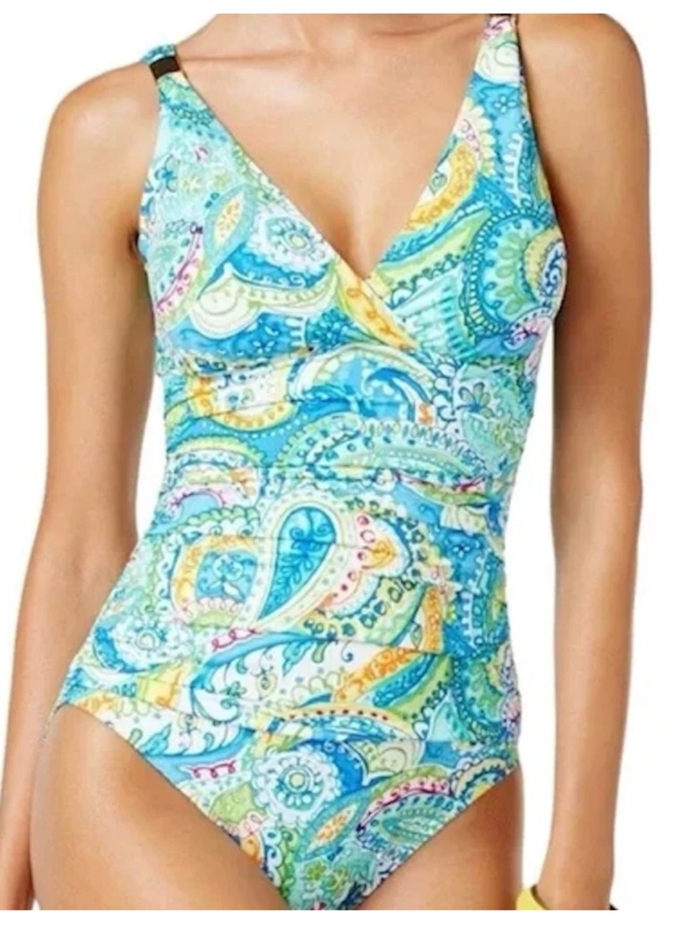Lauren Ralph Lauren Women's Blue Green Carnivale Paisley Mio Swimsuit Size 16